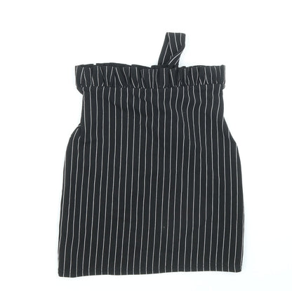 PRETTYLITTLETHING Womens Black Striped Polyester Straight & Pencil Skirt Size 4