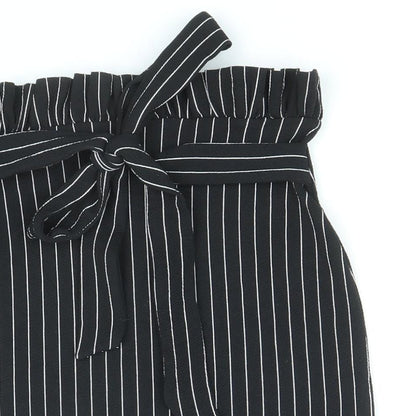 PRETTYLITTLETHING Womens Black Striped Polyester Straight & Pencil Skirt Size 4