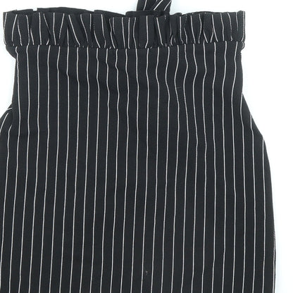 PRETTYLITTLETHING Womens Black Striped Polyester Straight & Pencil Skirt Size 4