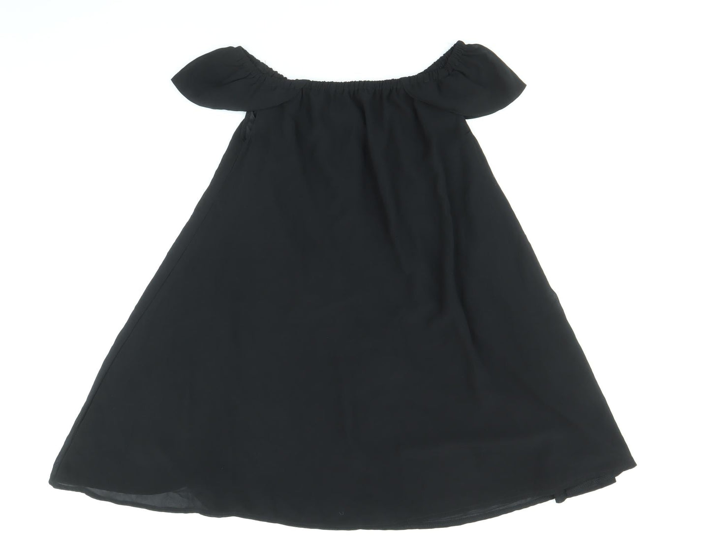 Missguided Womens Black Polyester Trapeze & Swing Size 4 Off the Shoulder Pullover