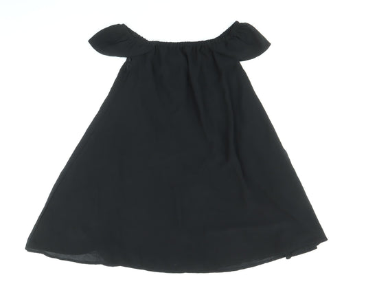 Missguided Womens Black Polyester Trapeze & Swing Size 4 Off the Shoulder Pullover