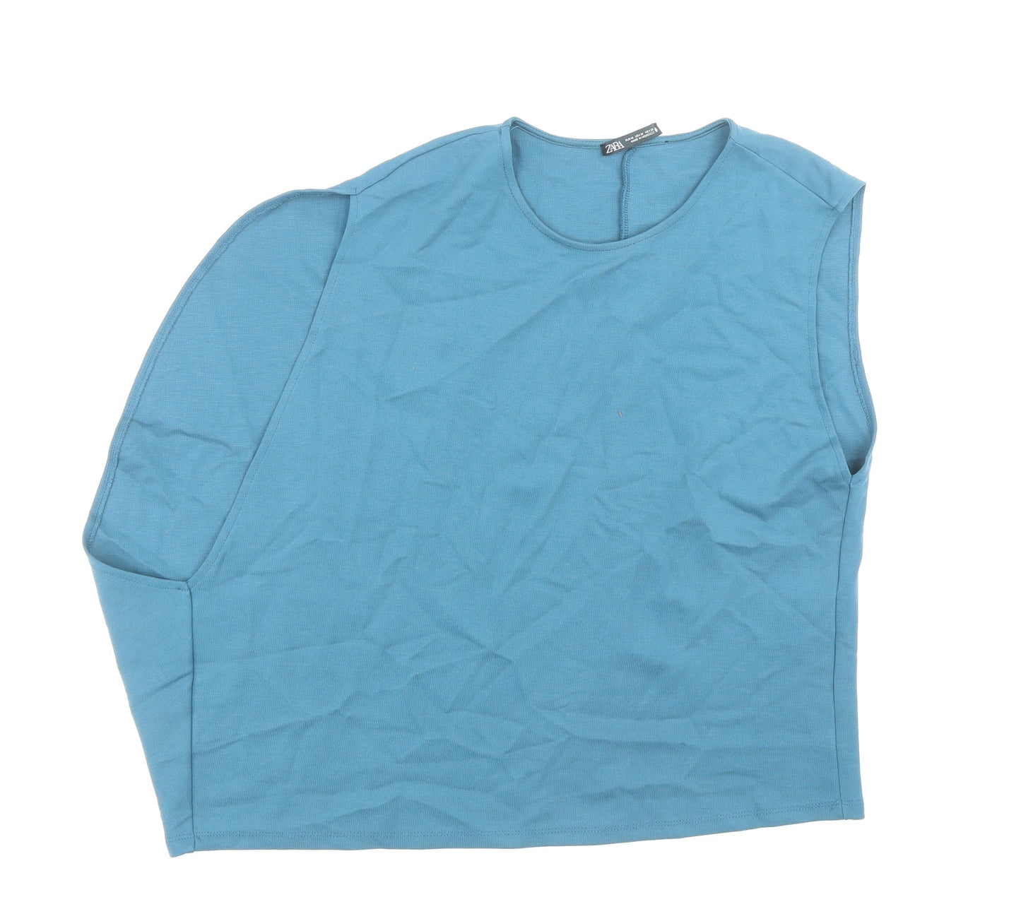 Womens UK Size M Zara Blue Basic T-Shirt