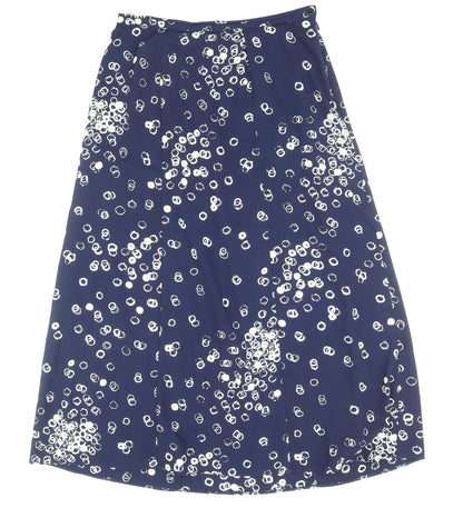 Focus Womens Blue Geometric Polyester A-Line Skirt Size 14 Zip
