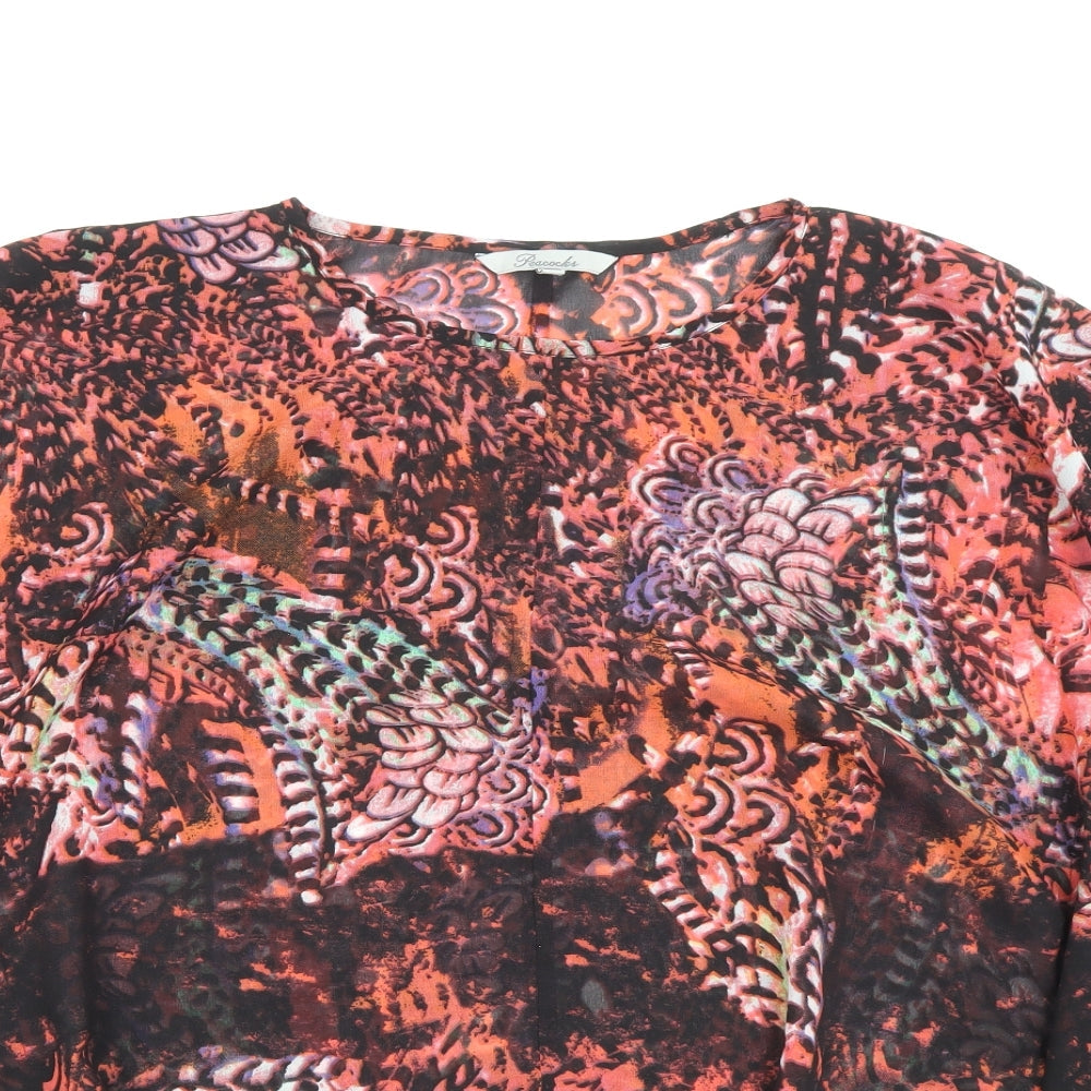 Womens UK Size S Peacocks Multicoloured Basic Blouse