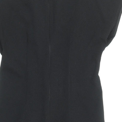 ASOS Womens Black Polyester A-Line Size 12 Boat Neck Zip - Pleat Detail