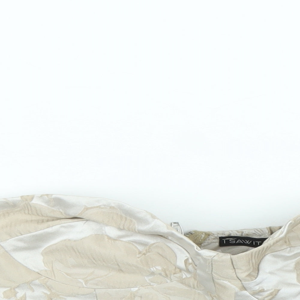 I SAW IT FIRST Womens Gold Polyester Cropped Blouse Size 8 Off the Shoulder - Metallic