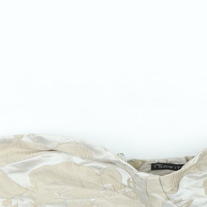 I SAW IT FIRST Womens Gold Polyester Cropped Blouse Size 8 Off the Shoulder - Metallic