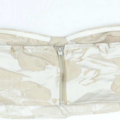 I SAW IT FIRST Womens Gold Polyester Cropped Blouse Size 8 Off the Shoulder - Metallic