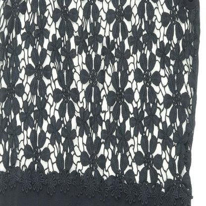 Phase Eight Womens Black Viscose Pencil Dress Size 10 Boat Neck Zip - Lace Top