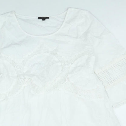 Floryday Womens White 100% Cotton A-Line Size S Boat Neck Pullover