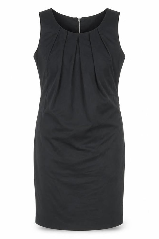 Alice & You Womens Black Polyester Pencil Dress Size 12 Boat Neck Zip - Pleat Detail