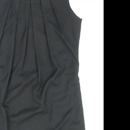 Alice & You Womens Black Polyester Pencil Dress Size 12 Boat Neck Zip - Pleat Detail