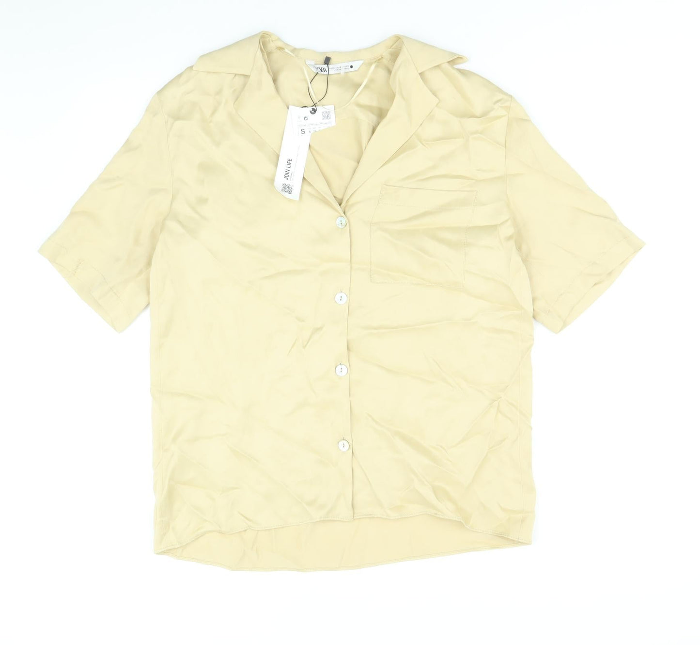 Womens UK Size S Zara Gold Basic Button-Up