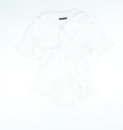 Scarlett Darkness Womens White Viscose Basic Blouse Size L V-Neck