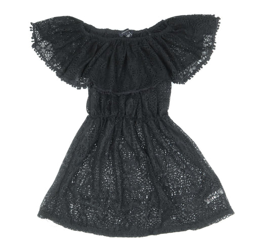 Atmosphere Womens Black Polyester Skater Dress Size L Off the Shoulder Pullover