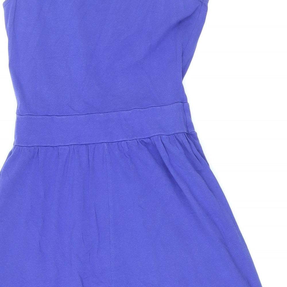 Dorothy Perkins Womens Blue Polyester Fit & Flare Size 10 Scoop Neck Pullover