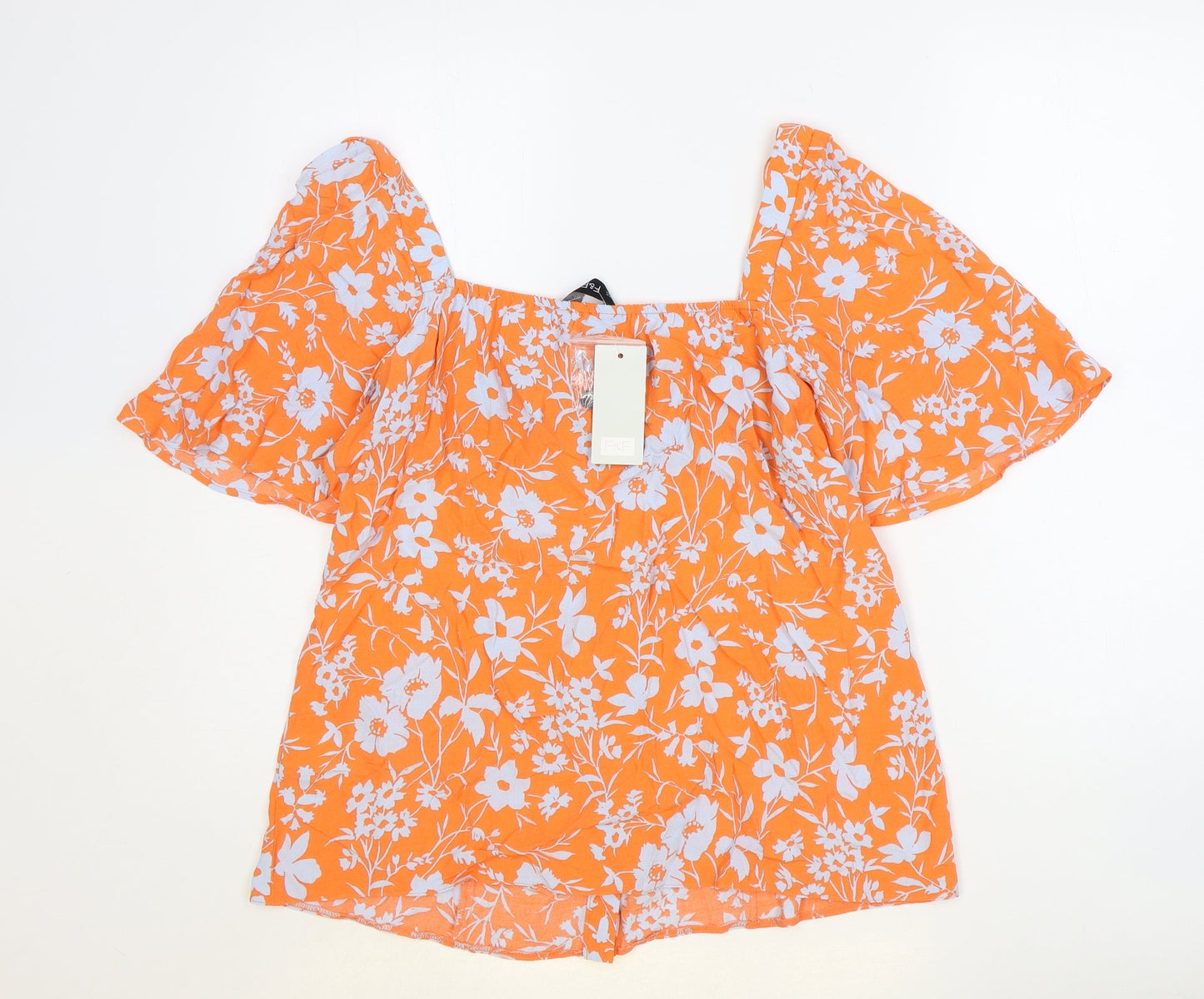 Womens UK Size 14 F&F Orange Basic Button-Up