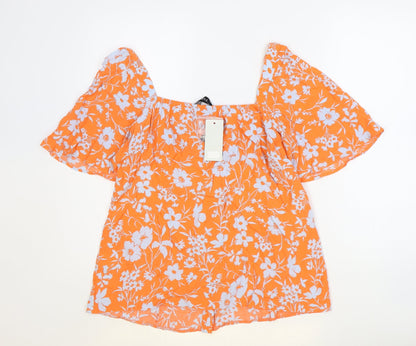 Womens UK Size 14 F&F Orange Basic Button-Up