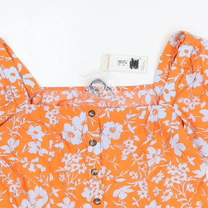 Womens UK Size 14 F&F Orange Basic Button-Up