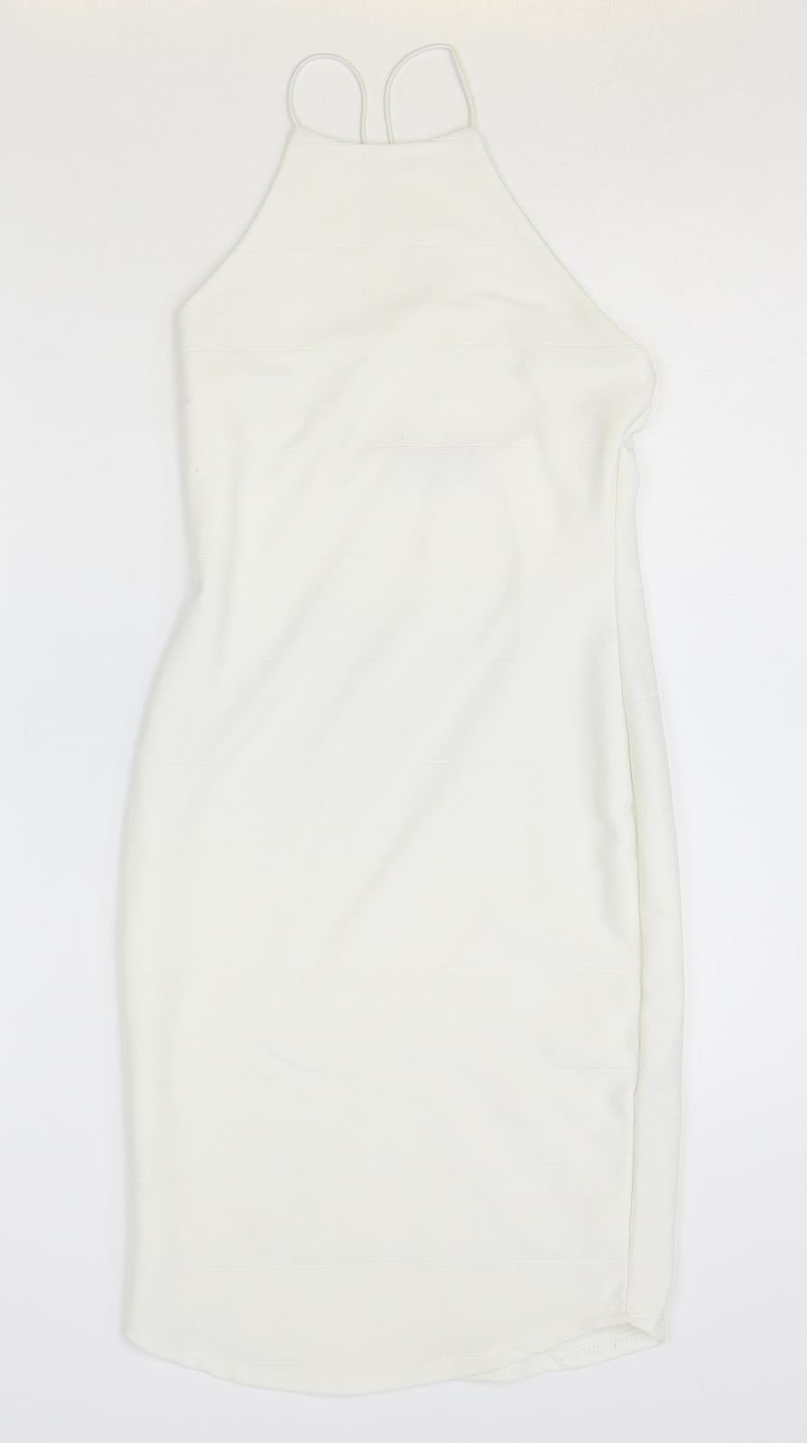 Misguided Womens Ivory Polyester Bodycon Size 6 Halter Pullover