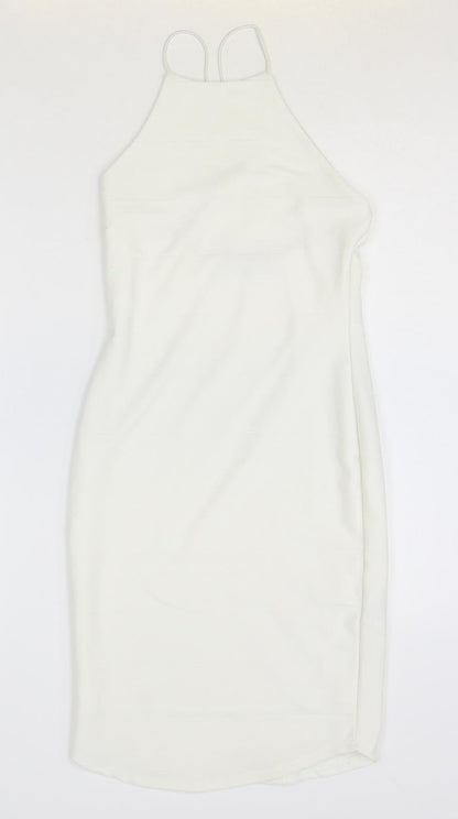 Misguided Womens Ivory Polyester Bodycon Size 6 Halter Pullover