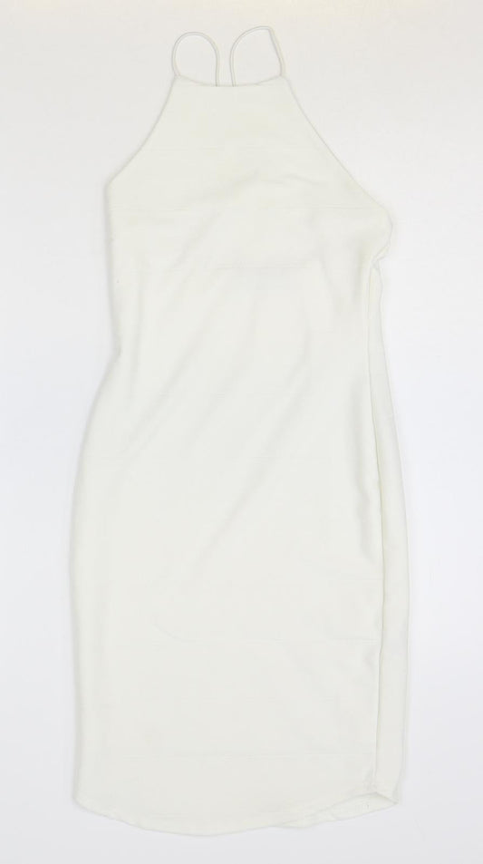 Misguided Womens Ivory Polyester Bodycon Size 6 Halter Pullover