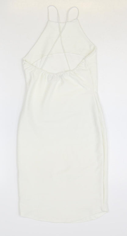 Misguided Womens Ivory Polyester Bodycon Size 6 Halter Pullover