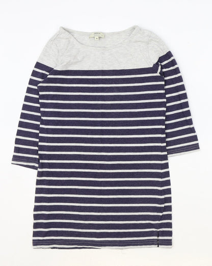 Papaya Womens Blue Striped Cotton Basic Tank Size 8 Boat Neck