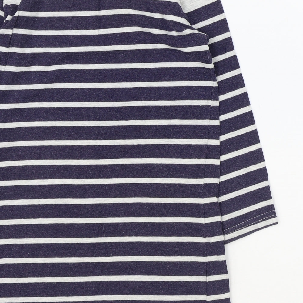 Papaya Womens Blue Striped Cotton Basic Tank Size 8 Boat Neck