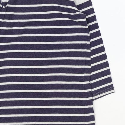 Papaya Womens Blue Striped Cotton Basic Tank Size 8 Boat Neck