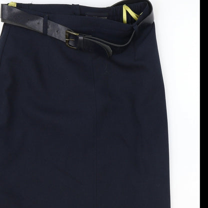 vroom and desmond Womens Blue Polyester Straight & Pencil Skirt Size 32 in Zip - Belt Included