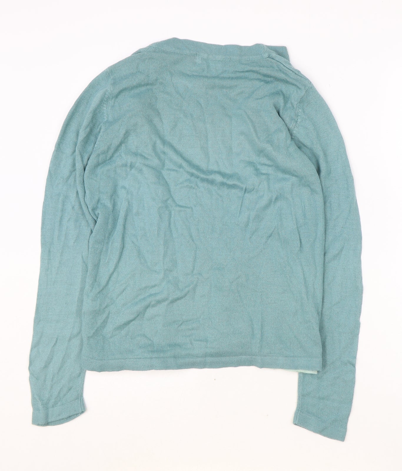 EWM Womens Blue Floral Acrylic Basic Blouse Size S Round Neck - Twin Set Waterfall esign