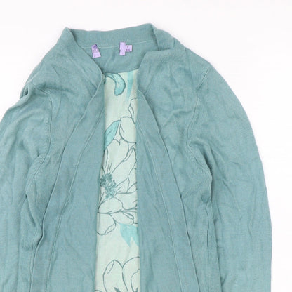 EWM Womens Blue Floral Acrylic Basic Blouse Size S Round Neck - Twin Set Waterfall esign