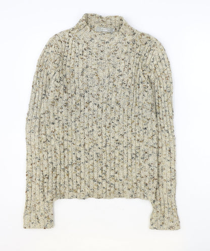 PACO Womens Brown Mock Neck Acrylic Pullover Jumper Size M