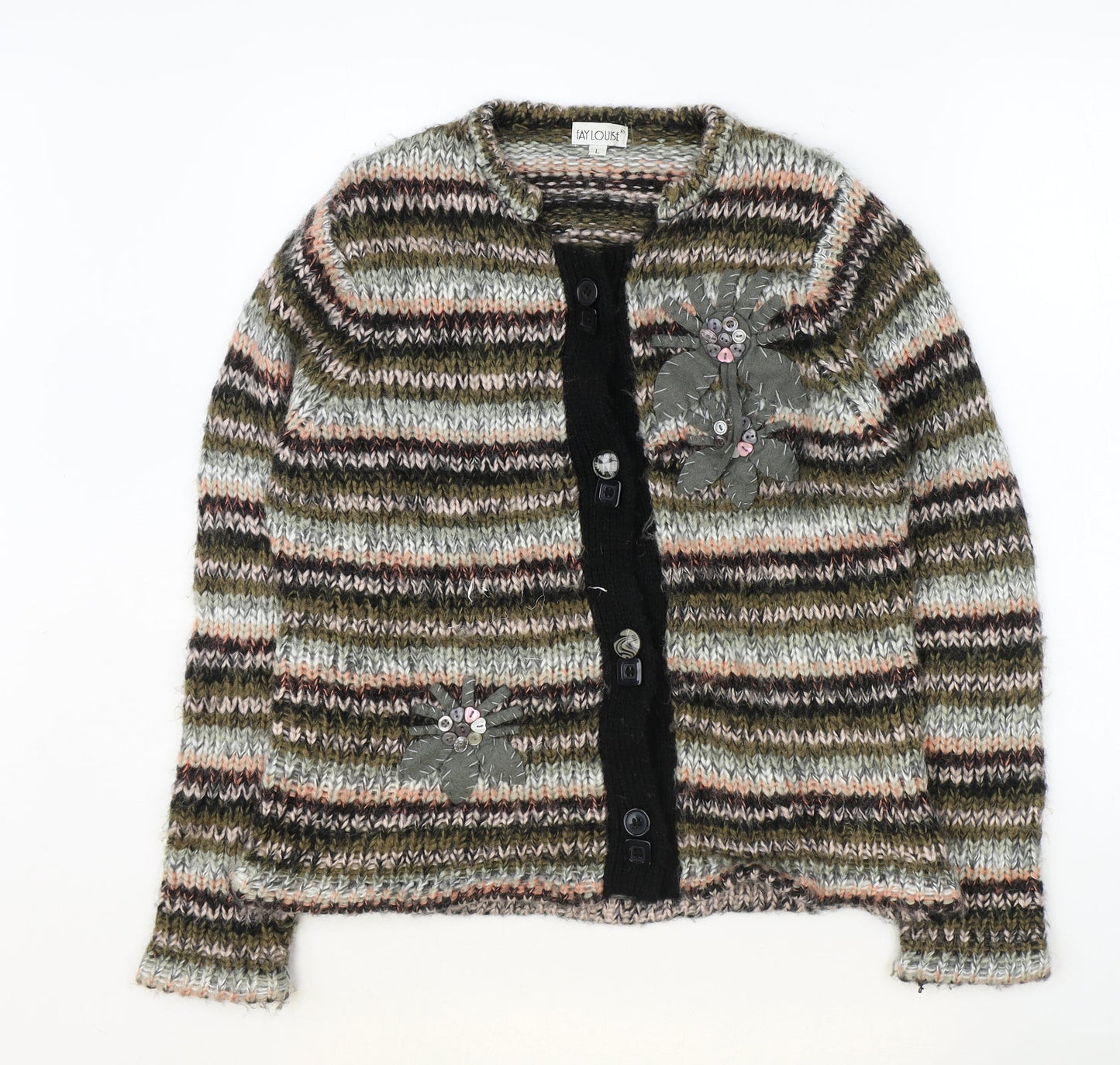 Womens UK Size L Fay Louise Multicoloured Cardigan Jumper