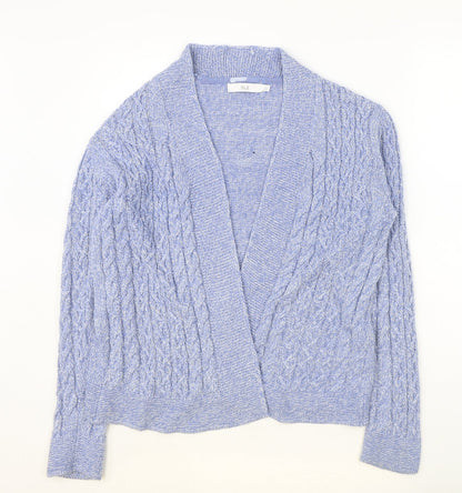 Womens UK Size S ISLE Blue Cardigan Jumper