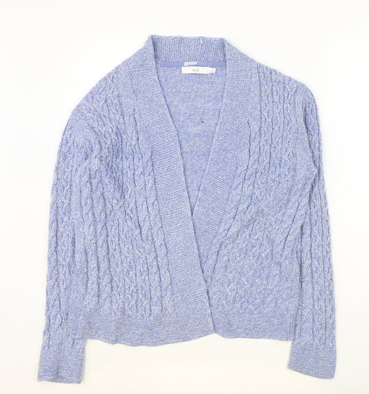 Womens UK Size S ISLE Blue Cardigan Jumper