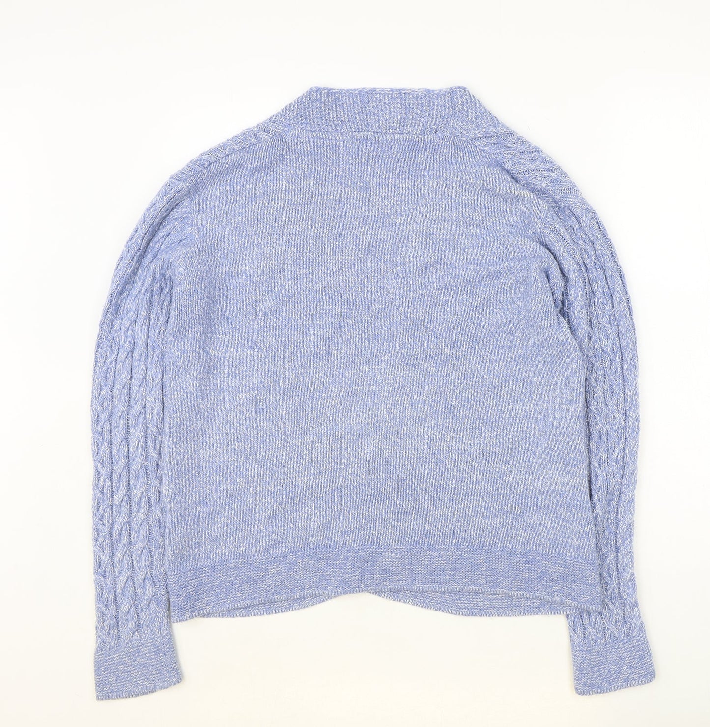 Womens UK Size S ISLE Blue Cardigan Jumper
