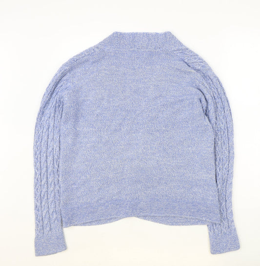 Womens UK Size S ISLE Blue Cardigan Jumper