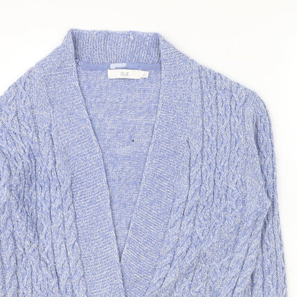 Womens UK Size S ISLE Blue Cardigan Jumper