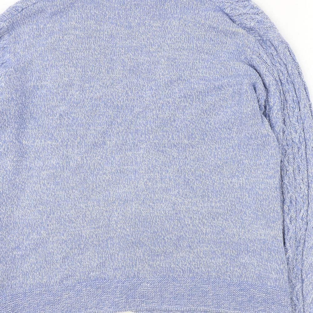 Womens UK Size S ISLE Blue Cardigan Jumper