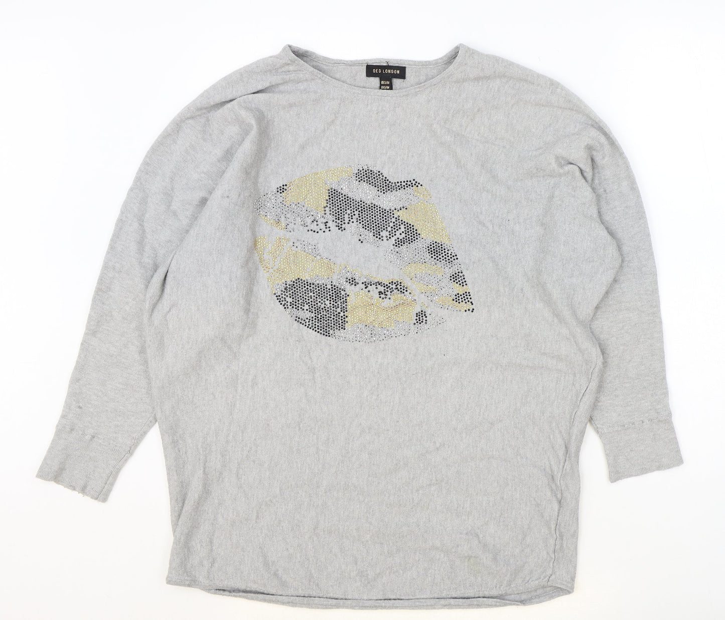 Womens UK Size S QED London Grey Basic Blouse