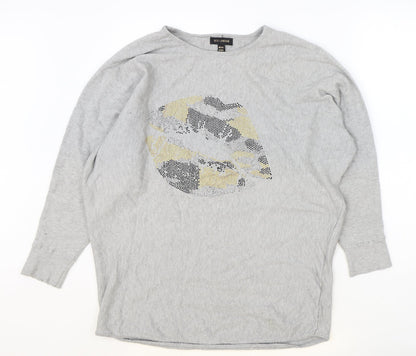 Womens UK Size S QED London Grey Basic Blouse