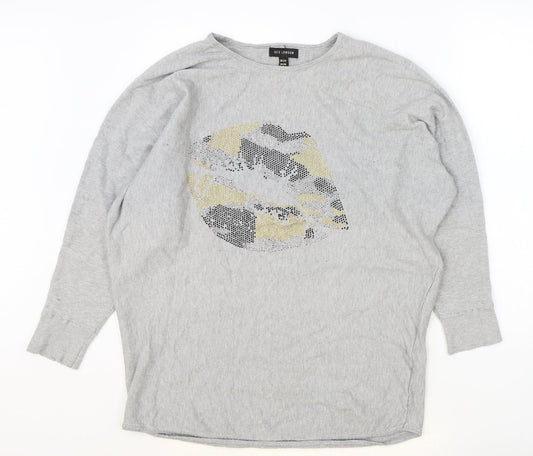 Womens UK Size S QED London Grey Basic Blouse