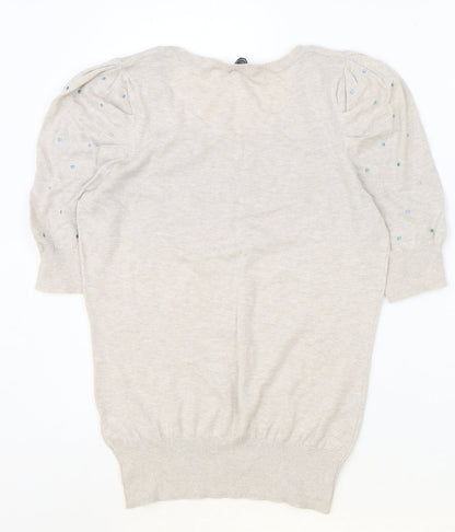 Womens UK Size 12 Dorothy Perkins Beige Basic T-Shirt