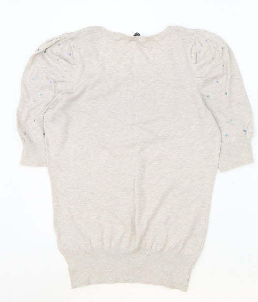Womens UK Size 12 Dorothy Perkins Beige Basic T-Shirt