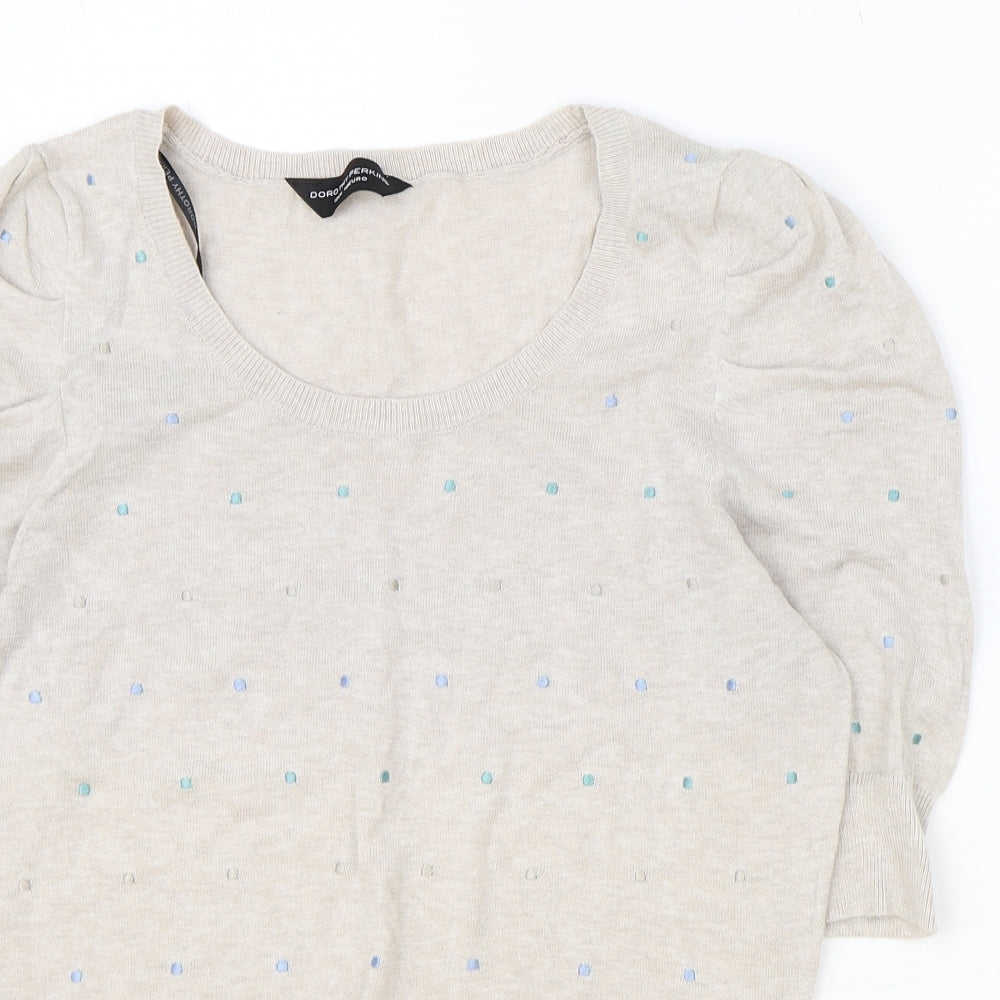 Womens UK Size 12 Dorothy Perkins Beige Basic T-Shirt