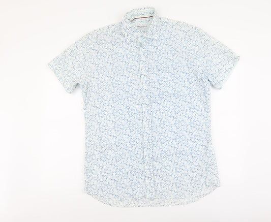 Mens UK Size LT Jiggler Lord Bealle Blue  Button-Up Short Sleeve Casual Shirt