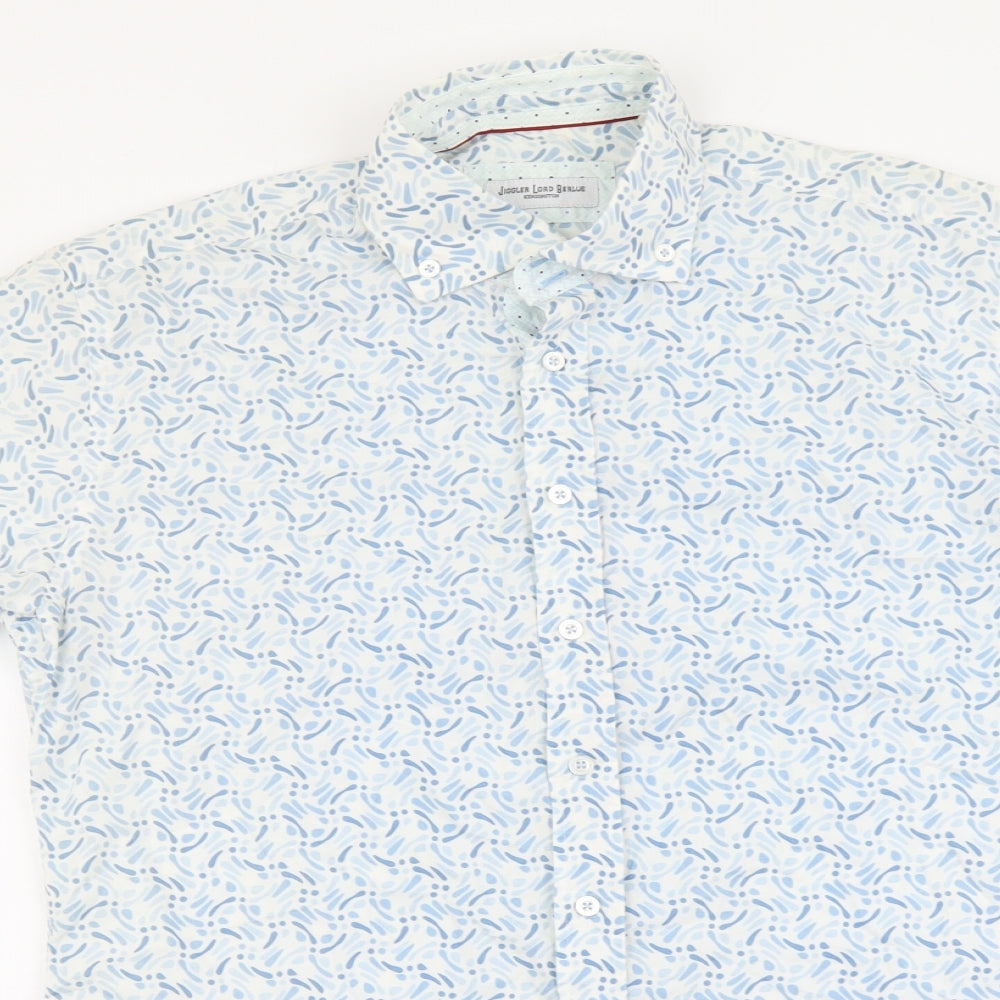 Mens UK Size LT Jiggler Lord Bealle Blue  Button-Up Short Sleeve Casual Shirt