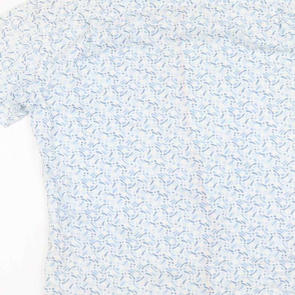 Mens UK Size LT Jiggler Lord Bealle Blue  Button-Up Short Sleeve Casual Shirt